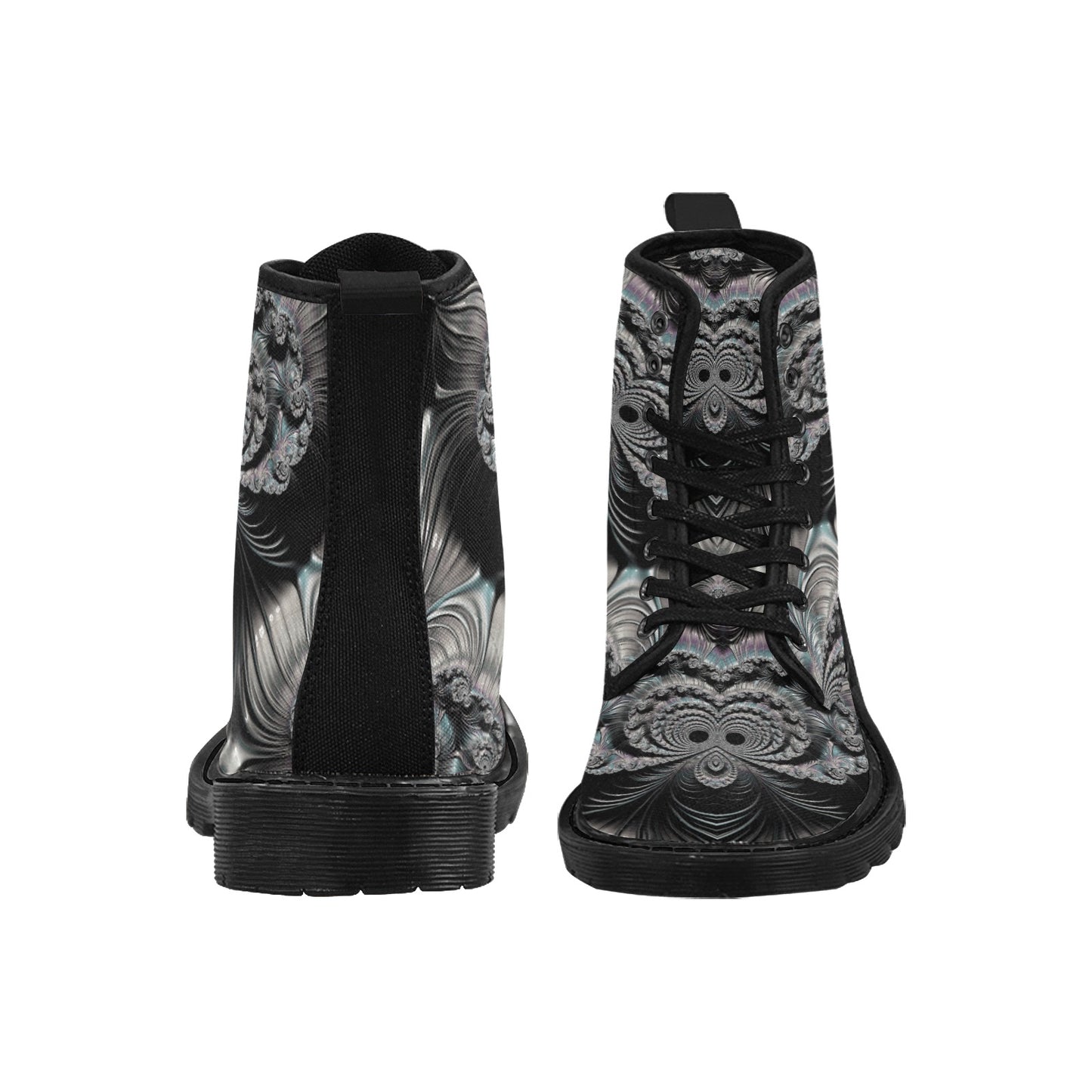Men's Lace Up Canvas Boots (Model1203H)(Black)