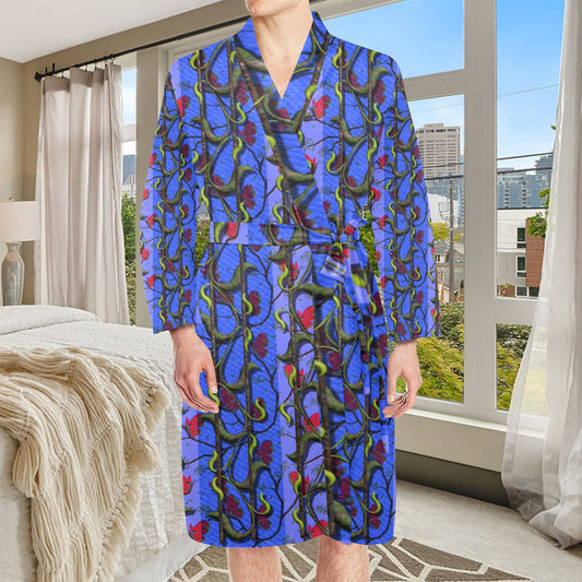 Men's Long Sleeve Belted Night Robe (H56)
