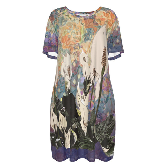 All-Over Print Women's Short Sleeve Waist Dress