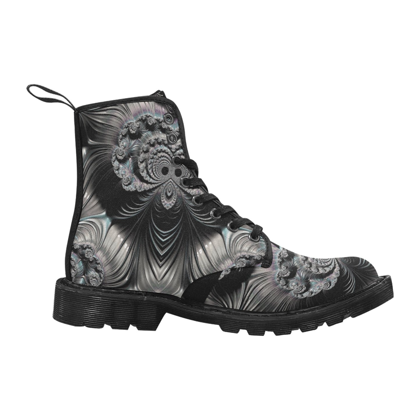 Men's Lace Up Canvas Boots (Model1203H)(Black)