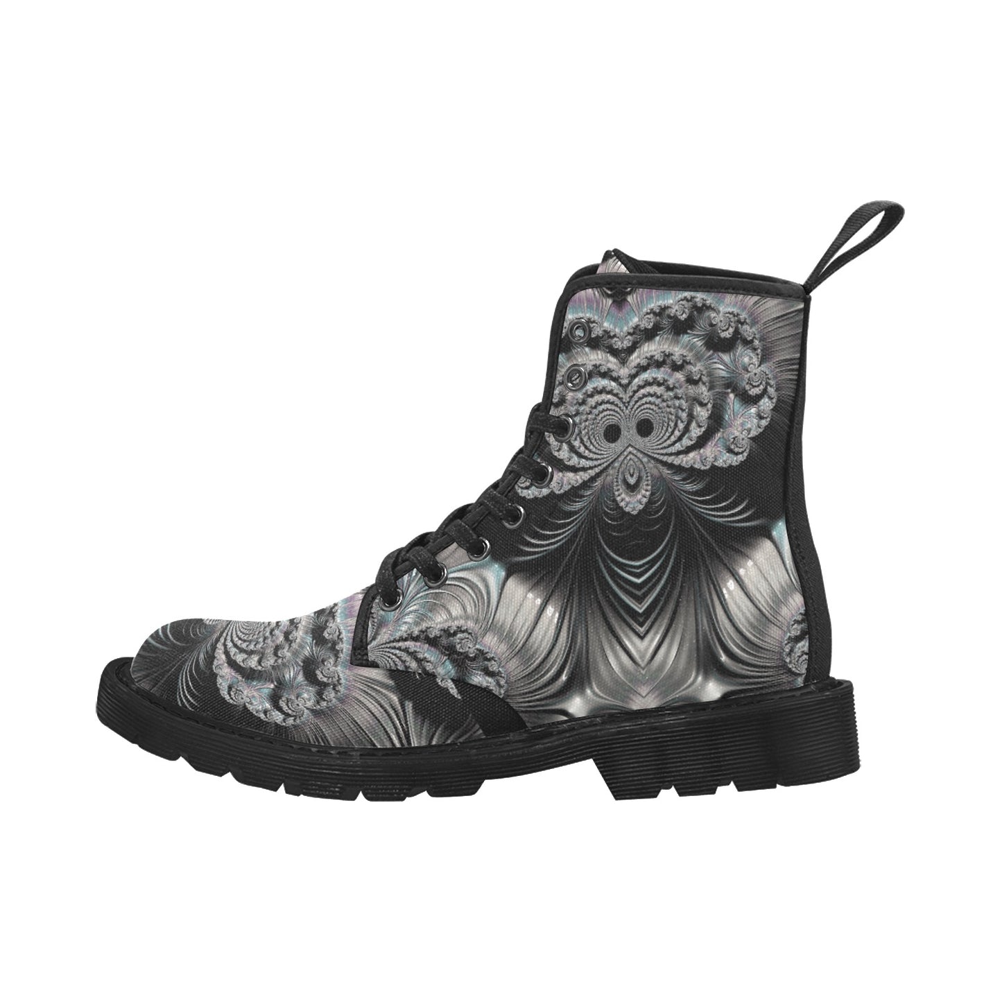 Men's Lace Up Canvas Boots (Model1203H)(Black)