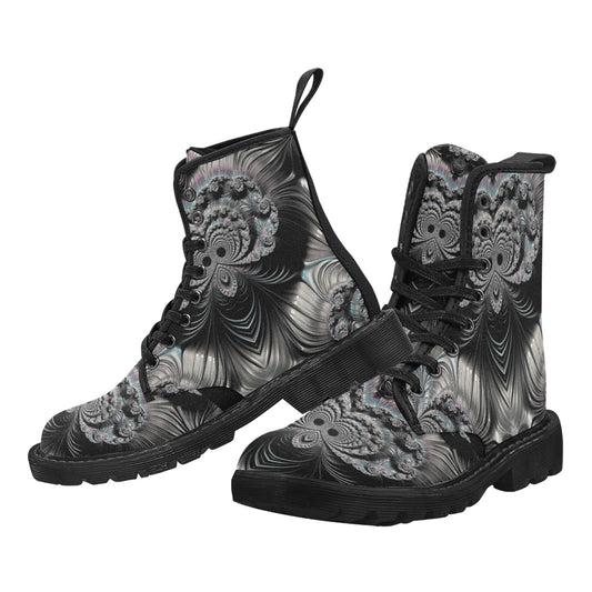Men's Lace Up Canvas Boots (Model1203H)(Black)