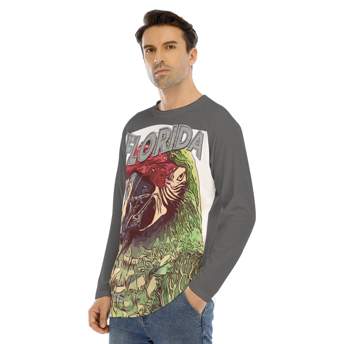 23303 All-Over Print Men's Long Sleeve T-shirt With Raglan Sleeve